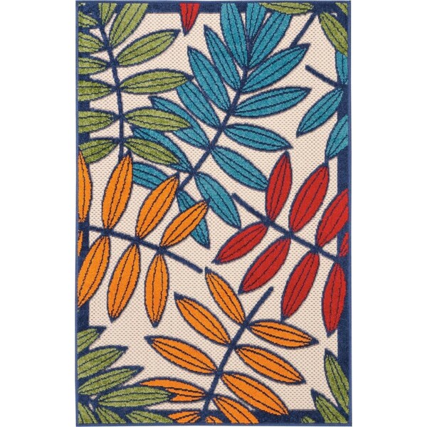 Palacedesigns 3 x 4 ft. Multi Color Leaves Indoor & Outdoor Area Rug PA3659479 - main
